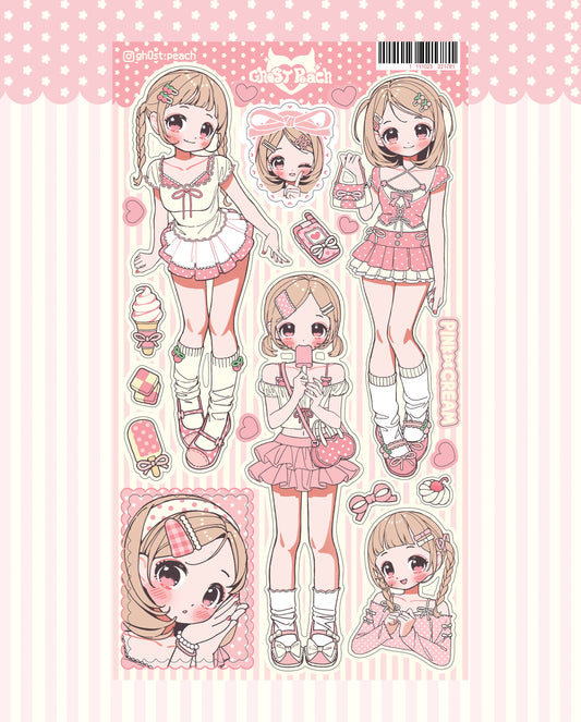 ghost peach - pink cream look book sticker