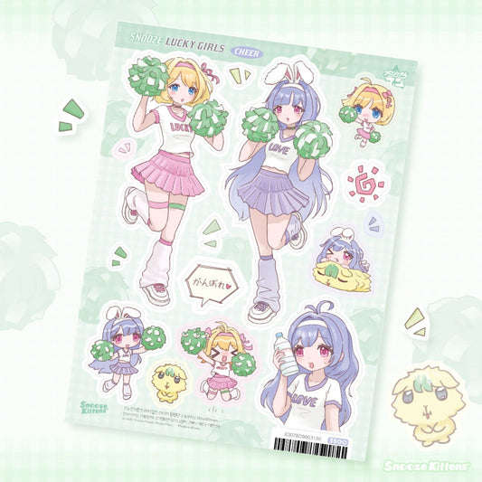 snooze kittens - lucky girls sticker