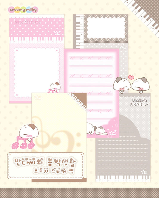 Creamy milky - Panda's music life memo sheet sticker pack