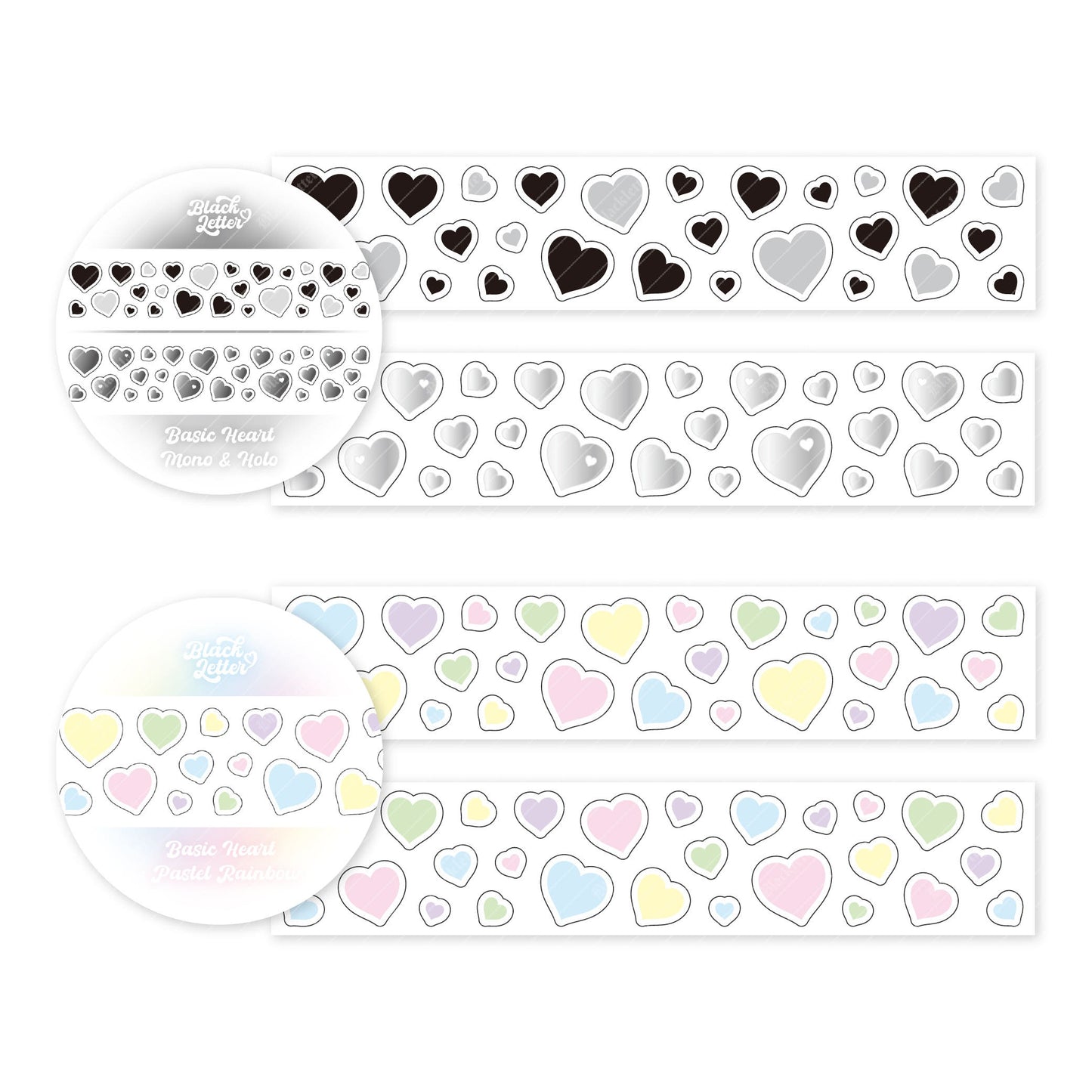 Blackletter - basic heart kisscut tape