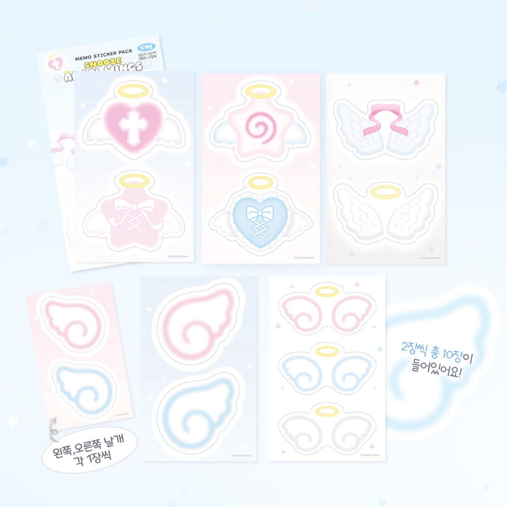 snooze kittens - angel devil memo sticker sheet