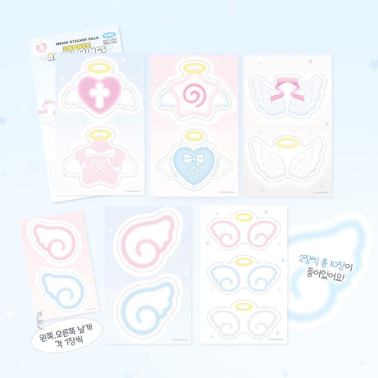 snooze kittens - angel devil memo sticker sheet