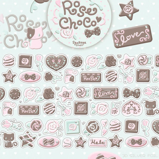 Seolkee Illust - rose choco 30mm transparent kisscut tape