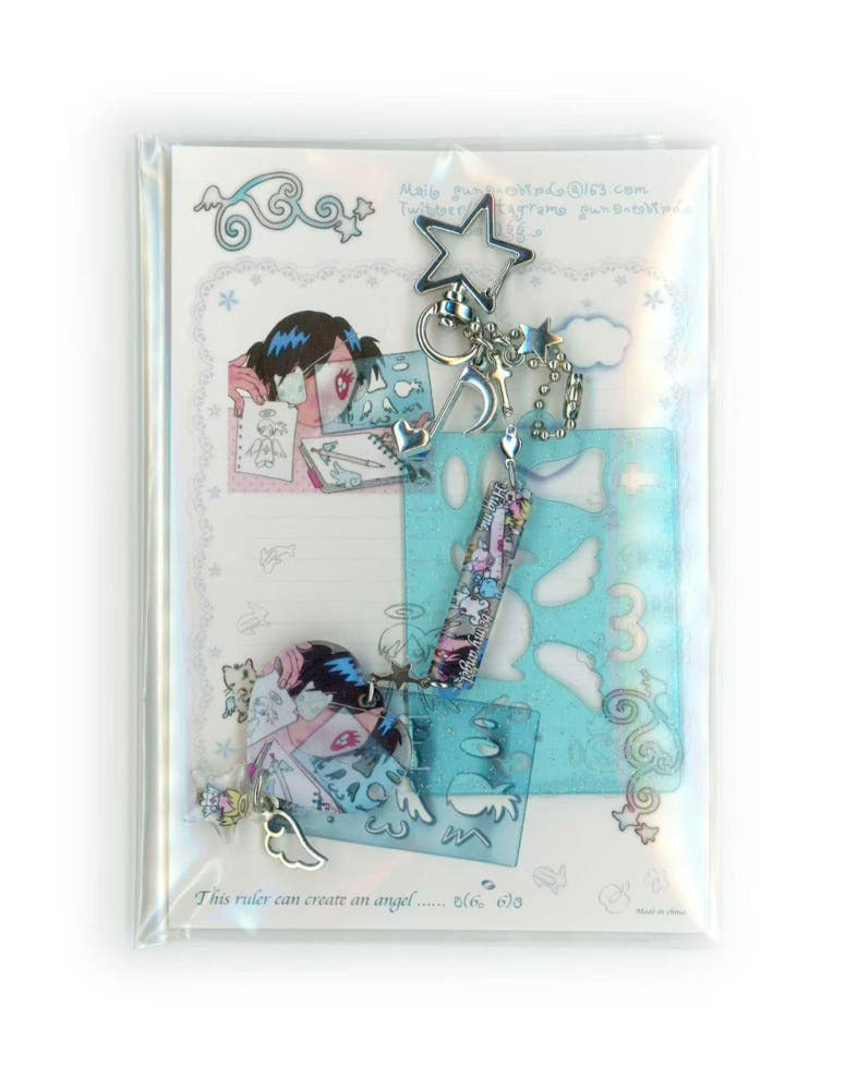Sunonebird - Angel template ruler keyring