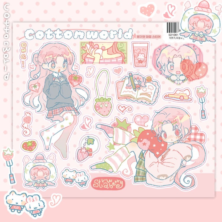 cotton world - strawberry sticker