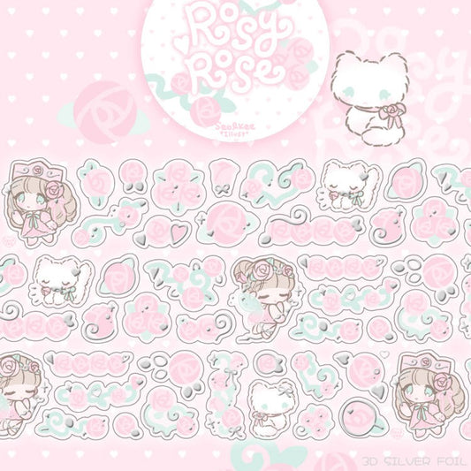 Seolkee Illust - rosy rose 30mm transparent kisscut tape